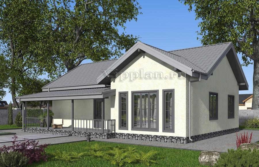 Одноэтажный дом с террасой, тремя спальнями и кухней-гостиной