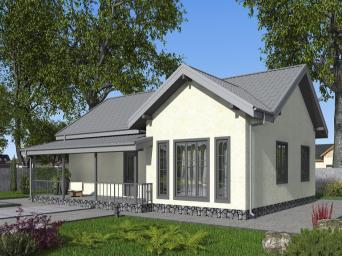 Одноэтажный дом с террасой, тремя спальнями и кухней-гостиной